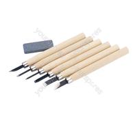 Draper Wood Carving Set with Sharpening Stone (7 Piece)