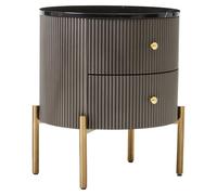 draper wooden bedside cabinet in grey and black marble effect