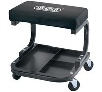 WS-2-B Work Stool: High-Density Foam Seat, Oil-Resistant Vinyl Cover, 4x 60mm Castors, Built-in Seat Tray, 100kg Capacity