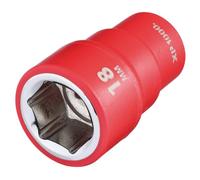 Draper XP1000 17654 VDE Socket, 3/8" Sq. Dr., 18mm