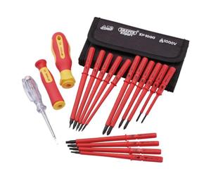 Draper XP1000 18 Piece Precision Screwdriver Set | VDE Dual Insulated Interchangeable Blade | Electrical Tool Driver Set | Hand Tools Set | 05776