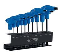 Draper 10 Piece T-Handle Hexagon Allen Key Set | Metric Long Pattern Hand Tools | Hex Key Wrench Kit | Long Arm Chrome Vanadium Steel Kit | Steel Wall Mounting Stand| 33869