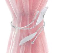 Drapery Curtain Holdbacks | Window Curtains Tie Backs | Metal Curtain Side Holders Hooks | Non-Punching Drapery Tie Backs | Silvery Leaves Shape Curtain Side Holders For Living Room Bedroom