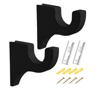 Drapery Rod Brackets Wooden - 2 Piece Window Drapery Rod Hooks, Sturdy Wall & Ceiling Mount Hardware | Wood Pole Brackets for Shower, Closet, Bathroom, Home, Bedroom Or Living Room Decoration