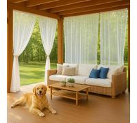 Draphelle Patio Screen Mesh Outdoor Curtains Waterproof Sheer Lightweight Bug Netting for Porch Gazebo Garden Party Wedding Backdrop, White, W 125 x L 84 inch per Panel, 2 Panels