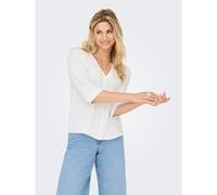 Draping V-Neck Blouse White