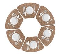 Drasawee Round Table Placemats Set of 6 Wedge Washable Table mats for Kitchen Table,Heat Resistant Round Table (Light Brown, Set of 6)