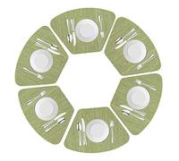 DRASAWEE Round Table Placemats Set of 6 Wedge Washable Table Mats, Heat Resistant (Green, Set of 6)
