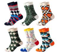 DRASEX Men's Colourful Dress Socks Novelty Funny Fancy Funky Pattern Combed Cotton Casual Crazy Crew Socks