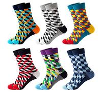 DRASEX Men's Colourful Dress Socks Novelty Funny Fancy Funky Pattern Combed Cotton Casual Crazy Crew Socks