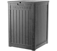 DRATO 48 Gallon Package Delivery Box, Large Lockable Storage Box, Double-Wall Resin Outdoor Package Delivery and Waterproof Deck Box for Porch, Patios（Black，48 Gallon）