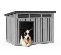 DRATO Dog House for Both Indoor and Outdoor with Weatherproof Roof Removable Floors for Medium to Large Dogs Interior Space (Gray, Medium(32.2 * 25.12 * 24.13''))