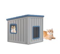 DRATO Outdoor Cat House,Waterproof PP Material Cat Houses for Feral Cats,Robust and Easy to Assemble,Feral Cat Shelter for Winter,Suitable for Cats, Rabbits and Other Small Animals (Blue, Small)