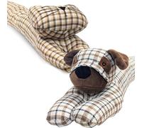 Draught Excluder Door Stopper- Pack of 2 - Polyester Fabric Material & Filling 90cm Weighted Under Door Stops- Air Noise Blocker Stopper Tartan Pattern Stitched Draft Excluder Cat Dog