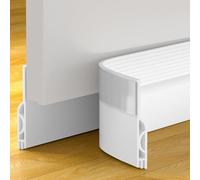 Draught Excluder for Doors, Door Seal, Self-Adhesive Door Seal Bottom, Energy Saving Door Draught Excluder, Silicone Door Floor Seal, Front Door Seal for Sound Protection, Cold Protection (White, 1 m)