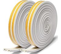 Draught Excluder Tape for Door Window Insulation Seal Strip Adhesive Foam Blocker Type D 9mm X 6mm X 5 Meters, 4 Seals Total 20M White