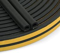 Draught Excluder Tape for Door Window Insulation Seal Strip Adhesive Foam Blocker Type D 9mm X 6mm X 5 Meters, 2 Seals Total 10M Black