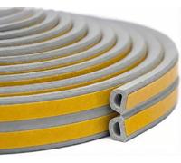 Draught Excluder Tape for Door Window Self-Adhesive Foam Sealing Strip Type D Against Cold Draught/Soundproof/Waterproof/Dustproof, 3M x 2 Seals Total 6M Grey