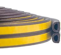 Draught Excluder Tape for Door Window Self-Adhesive Foam Sealing Strip Type D Against Cold Draught/Soundproof/Waterproof/Dustproof, 5M x 4 Seals Total 20M Brown