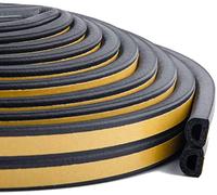 Draught Excluder Tape for Door Window Self-Adhesive Foam Sealing Strip Type D Against Cold Draught/Soundproof/Waterproof/Dustproof, 3M x 2 Seals Total 6M Black