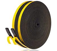 Draught Excluder Tape for Door Window Self Adhesive Foam Tape Insulation Strip WeatherStripping Type 6mm X 3mm X 10 Meters, 2 Seals Total 20M Black