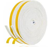 Draught Excluder Tape for Door Window Self Adhesive Foam Tape Insulation Strip WeatherStripping Type 6mm X 3mm X 10 Meters, 2 Seals Total 20M White