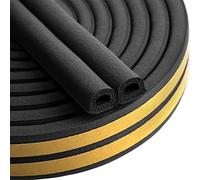 Draught Excluder Tape for Door Window, Self-Adhesive Weather Stripping, 10M Type D Sealing Foam Tape Strip Against Cold Draught/Anti-Collision/Soundproof/Waterproof/Dustproof Black