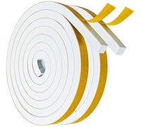 Draught Excluder Tape, Weather Stripping 12mm(W) x10mm(T) Foam Strip Seal Self Adhesive for Door Window Against Cold Draught/Anti-Collision/Soundproof/Waterproof/Dustproof, 2 Rolls Total 4M, White