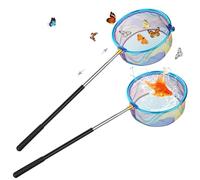 Draupnir 2 Pack Fishing Net Telescopic, Butterfly Net, Landing Pool Leaf Net Extendable from 66CM to 173CM for Catching Insects Butterfly Fish Bird Crabbing Beach Garden Pond Dipping Outdoor