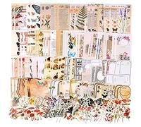 Draupnir 200Pcs Vintage Scrapbooking Stickers Paper Pack, DIY Retro Journaling Scrapbooking Supplies Decorative Stickers Paper Kit for Scrapbook and Bullet Journal - Nature