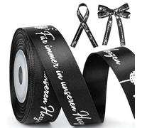 Draupnir 20mm x 9m Mourning Bow, Personalised with Text, Forever in Our Hearts, Black Ribbon for Wrapping Sympathy Gifts, Packaging Photo Frame, Funeral Wreath, Bouquet