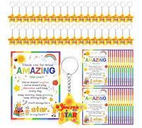 Draupnir 36 Pack End of Term Gifts, Star Silicone Keyrings and Motivational Affirmation Cards, Year 6 Leavers Gifts from Teacher, Student Graduation Classroom Rewards