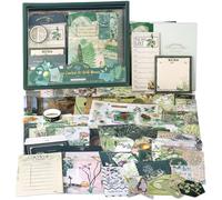 Draupnir Aesthetic Scrapbook Kit, Bullet Junk Journal Kit with Journaling/Scrapbooking Supplies, A6 Grid Notebook with Graph Ruled Pages DIY Scrapbook Gift for Girl Kid - Wonderland of The Forest