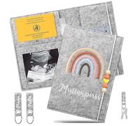 Draupnir Maternity Log Protective Cover, German Maternity Log Cover Felt, Maternity Log Cover Grey with 2 Key Chains, Cover Maternity Log with Compartments for Ultrasound Image, Vaccination Certific