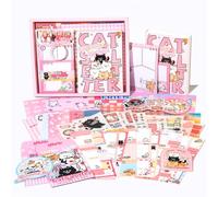 Draupnir Pink Kawaii Cat Scrapbook Kit(348pcs), Bullet Junk Journal Kit with Journaling/Scrapbooking Supplies, Stationery, A6 Grid Notebook with Graph Ruled Pages DIY Gift for Teen Girl - Cat