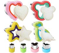 Dravency 8 Pieces Sandwich Cutters and Sealer, Decruster Sandwich crimpers for Making Sandwiches, Hamburgers, Pies, with Vegetable Fruit Cutters for Kids Lunch Box and Bento Box