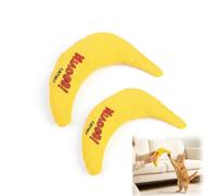 dravix 2 Pack Catnip Banana Cat Toy, 100% Pure Catnip Filled Natural Interactive Plush Chew Toys for Indoor Cats & Kittens, Durable Kicker Toy for Chase and Scratching