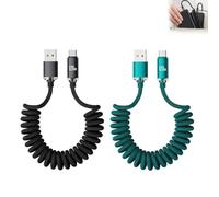 dravix Coiled USB C Cable 2 Pack, 1m Fast Charging Type C Charger Cable, USB A to USB C Braided Spiral Cord, Car Charging Cable, Compatible with Type C Interface Smartphones and Tablets