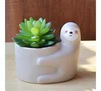 Dravmola Ceramic Sloth Planter Sloth Gift - Succulent Pot Cute Flower Pot Planter Small Plant Pot for Cactus Herbs Indoor Plants Home Decor( Plants NOT Included - Grey)