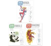 Draw 100 Series 3 Books Collection Set (Manga, Dragons & Animals)