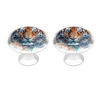 Draw A Tiger Face Cabinet Knobs, 2-Pack Silver Stainless Steel Drawer Pulls with Screws, Elegant Hardware for Dressers, Kitchen,Cabinets & Desks