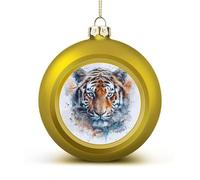 Draw A Tiger Face Christmas Ball Ornaments - Shatterproof Plastic Vintage Rustic Xmas Tree Decorations Pendant for Family Holiday Wedding Party Xmas Hanging Decoration
