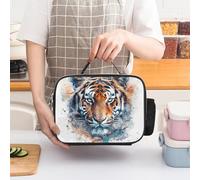 Draw A Tiger Face Insulated Lunch Bag for Women Lunch Box Large Capacity, Leakproof Tote with Detachable Handles- 5-Hour Cold/Hot Retention Cooler Bag for Office, Picnic, Camping