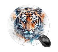 Draw A Tiger Face Mouse Pad Round Laptop Mouse Mat Cute Computer Mousepad Keyboard Pad Non-Slip Desk Pads for Gaming Office Work Home