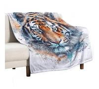 Draw A Tiger Face Throw Blanket Super Lightweight Breathable Blanket Soft Cozy Flannel Throw Blankets for Couch, Sofa, Chair, Bed, Camping, Picnic, Travel Bed Blankets All Season Use 50"x60"