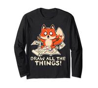 Draw All The Things Fox Sketching Art Otaku Comics Anime Top Long Sleeve T-Shirt