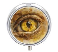 Draw an Eye Pill Box 3 Compartment Waterproof Pill Case with Mirror Portable for Purse Pocket Daily Medicine Vitamin Organizer Travel Med Container Holder for Fish Oil Supplements
