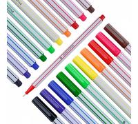 DRAW IN STYLE 10x coloured fineliners - fine 0.4 mm tip - metal-tipped fibre tip - felt pens for precise writing, drawing and painting - for the office, school, university and home