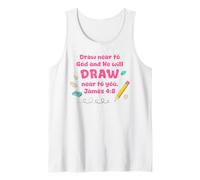 Draw Near to God Christian Scripture Teacher, Student Pencil Tank Top