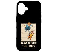 Draw Outside The Lines Retro Kids Creative Notebook Art Case for iPhone 16